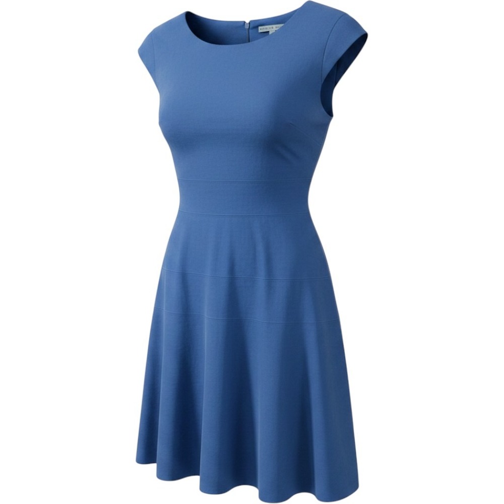 Antonio Melani Sheath Dress Womens 10 Blue Linen Blend Cap Sleeve Fit & Flare
